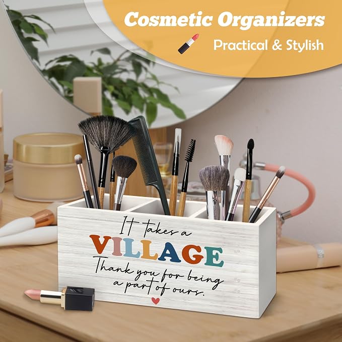 Teacher Appreciation Gifts, It Takes a Village Pen Holder Organizer for Desk Accessories, Thank You Gifts for Women Teacher Nurse Coworker Daycare Provider Nanny Babysitter for Tabletop Decor