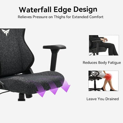 Gaming Chair - High Back Ergonomic Computer Chair with Lumbar Support, Video Game Chair-4D Adjustable Armrests,170° Reclining & 320lb Capacity,PU Leather Office Chair for Adults (Black-f&l)