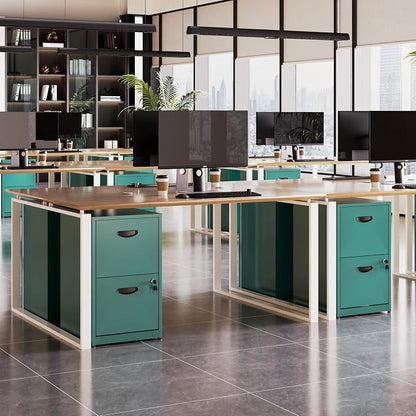 Polup 2 Drawer File Cabinet with Lock, Office File Cabinet with Drawers for Under Desk, Small Filling Cabinet for Home Office, Green, Assembly Required
