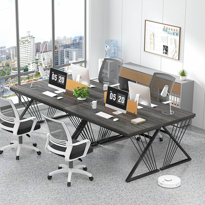 FOLUBAN Modern Home Office Desk, Rustic Wood and Metal Computer Desk, Writing Study Gaming Table PC Desks for Living Room Bedroom, Industrial Dark Gray, 53 inch