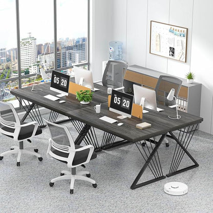 FOLUBAN Modern Home Office Desk, Rustic Wood and Metal Computer Desk, Writing Study Gaming Table PC Desks for Living Room Bedroom, Industrial Dark Gray, 53 inch