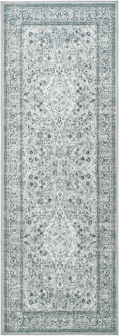 Goideal Washable Runner Rug 2x6, Gray Rugs Non Slip, Indoor Low Pile Carpet with Rubber Backing for Hallway Kitchen Bathroom Entryway Bedroom