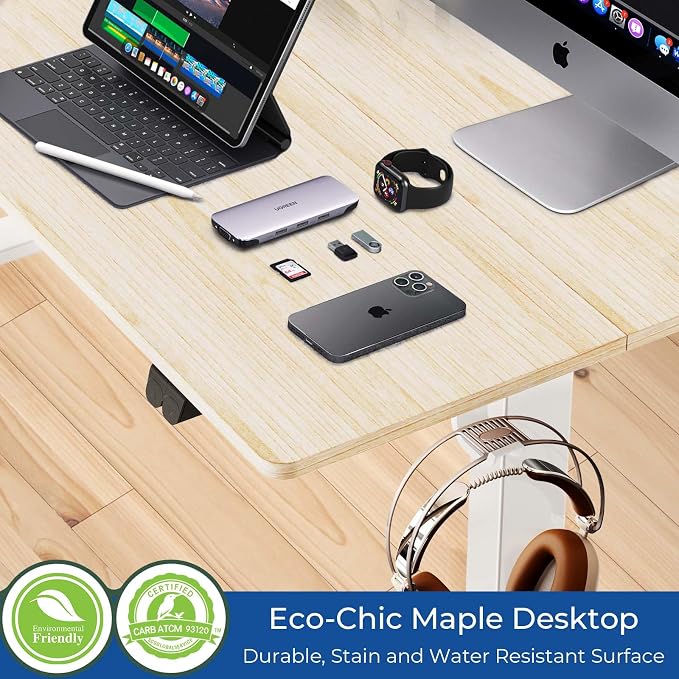 Our Modern Space Height Adjustable 55" Electric Standing Desk - Upgraded Ultra Durable Home Office Large Rectangular Computer or Laptop Sit Stand Workstation - 55 x 24 Inch