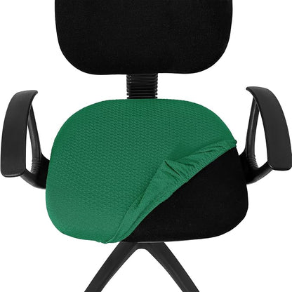 Smiry Stretch Jacquard Office Computer Chair Seat Covers, Removable Washable Anti-dust Desk Chair Seat Cushion Protectors - Chritsmas Green
