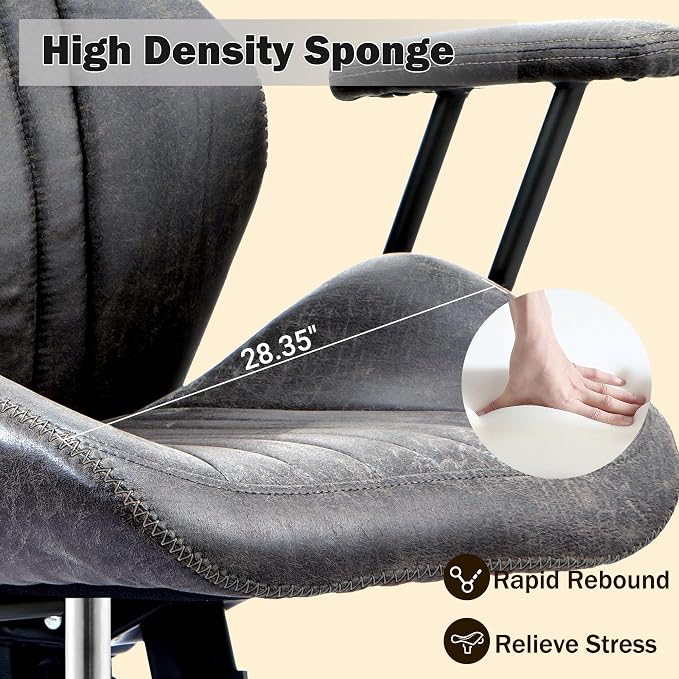 Home Office Chair,Ergonomic Computer Chair with Lumbar Support Adjustable Height,Mid-Century Modern Office Chair with Rolling Swivel Chair for Home Office Game Study(Suede High Back Chair,Gray)