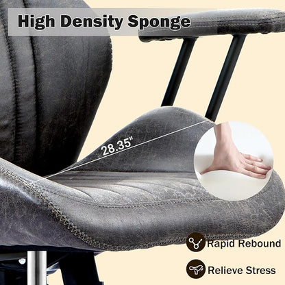 Home Office Chair,Ergonomic Computer Chair with Lumbar Support Adjustable Height,Mid-Century Modern Office Chair with Rolling Swivel Chair for Home Office Game Study(Suede High Back Chair,Gray)