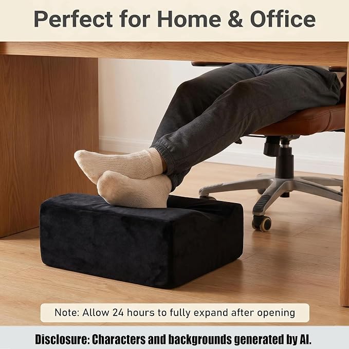 Keep Warm Foot Stool Foot Rest for Under Desk At Work | Office Footrest with Warm Feet Pocket,Ergonomic Under Deskfoot stool Stool for Office Chair & Back &Pain Relief Black+