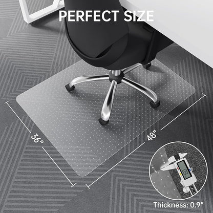 Office Chair Mat, 36" x 48" Transparent Desk Chair Mat for Low Pile Carpeted Floor, Easy Glide Carpet Floor Protector Mat for Home and Office