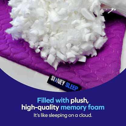 Sidney Sleep Adjustable Curved Pillows for Neck and Shoulder Support with Extra Shredded Fill - Cervical Contour Pillow for Side and Back Sleepers. Queen Size 19" x 29" CertiPUR-US Certified (Magenta)