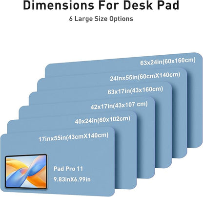 Aothia Faux Leather Desk Mat for Keyboard & Mouse (Sky Blue, 23.6" x 13.7") | Large desk mat for keyboard, mouse and laptop, creating a clean, organized workspace for work, study and everyday use