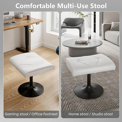VECELO Foot Rest Under Desk Ottoman, PU Height Adjustable Footrest with Comfort Padding, Leg Rest for Desk for Relieving Leg Pain, Stiffness, and etc, White