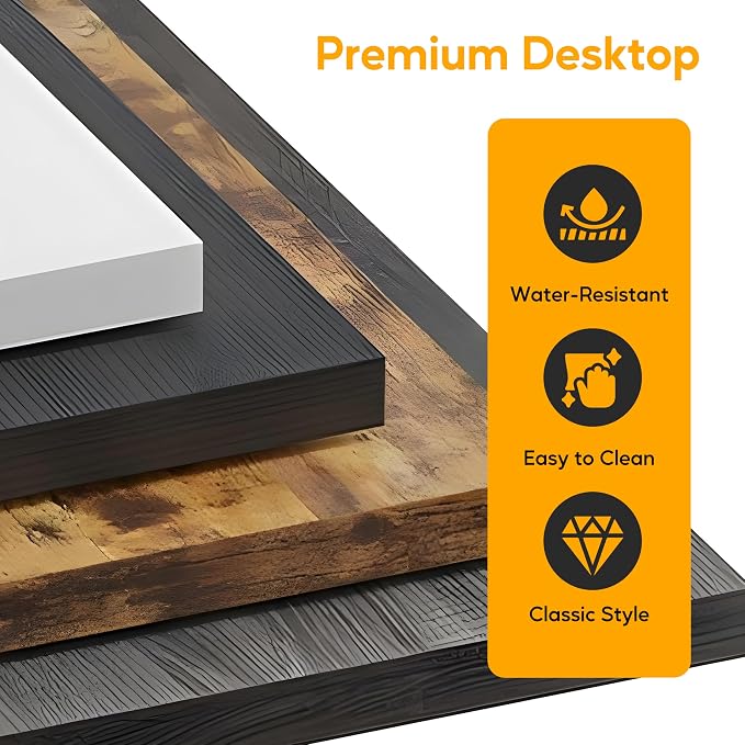 L Shaped Desk Gaming Computer 50 Inch Corner Desks Work Table for Writing Study Student with Wood Tabletop Metal Frame CPU Stand Side Bag for Home Office Small Place, Black