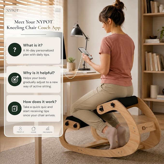 NYPOT Ergonomic Kneeling Chair with Adjustable Seats - Knee Chair for Posture Correction & Kneel Rocking Stool for Desk - Back Pain Relief for Home and Office, Supports 250 pounds - 5 Years Warranty