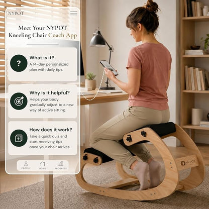 NYPOT Ergonomic Kneeling Chair with Adjustable Seats - Knee Chair for Posture Correction & Kneel Rocking Stool for Desk - Back Pain Relief for Home and Office, Supports 250 pounds - 5 Years Warranty