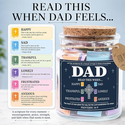 Father Day Gift for Dad, Bible Verse Jar for Dad, Christian Gifts for Men, First Father Day Gift from Son, Daughter