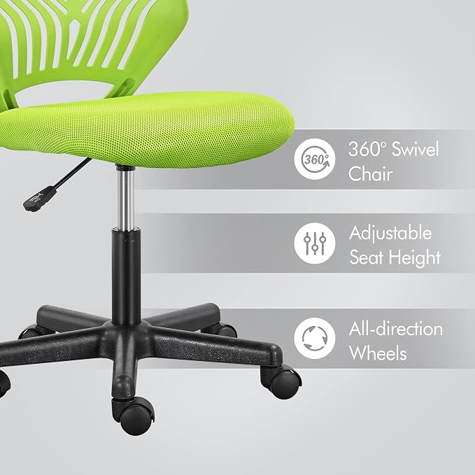 Topeakmart Office Desk Chair Armless Swivel Computer Chair Low-Back Task Chair with Lumbar Support & Height Adjustable Study Chair, Green