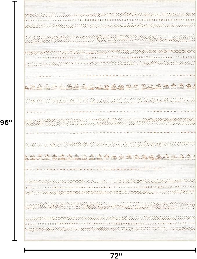 Nakagishi 6x8 Area Rugs Living Room: Washable Boho Large Neutral Soft Farmhouse Rug Stain Resistant Modern Indoor Floor Non-Slip Carpet for Bedroom Nursery Kids Playroom Office Dining Room Dorm- Brown