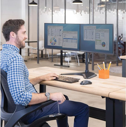 Fellowes 8043701 Professional Series Free Standing Computer Monitor Stand for 2 Monitors with Horizontal Monitor Arms, 27 Inch Monitor Capacity
