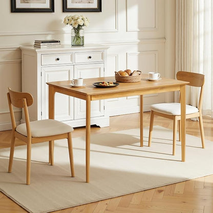 Small Dining Table, 43 Inch Rectangular Solid Wood Kitchen Table for Small Space, Easy Assembly, Dining Room Table for Home, Apartment, Office, Natural