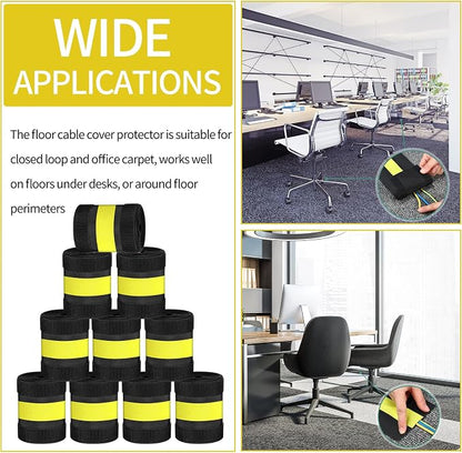 WILLBOND Carpet Cord Cover Cable Protector Floor Cover Cable Protector Management Only for Commercial Office Carpet(98.43 ft,Yellow and Black)