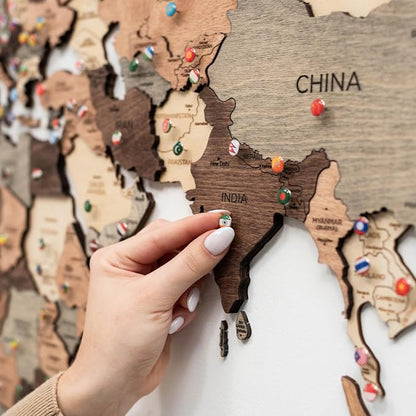 Enjoy The Wood 3D Wooden World Map Wall Art - Large Travel Map with Pins for Art Decor - Decorative Map of the World for Home, Office - Travel Wall Art Housewarming Gift Idea (Smokey, L, Unframed)