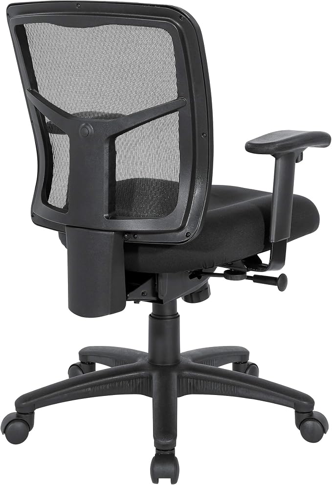 Office Star ProGrid Breathable Mesh Back Manager's Office Chair with Built-in Lumbar Support and Height Adjustable Padded Arms, Coal FreeFlex Fabric