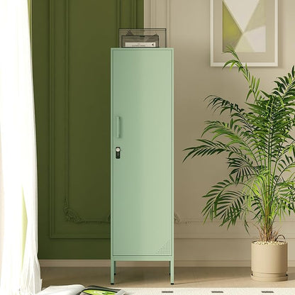 Green Metal Locker Cabinet, 59.1" Lockable Storage Locker for Employees with Adjustable Shelves, Locking File Cabinet Door for Office, School, Gym, Garage
