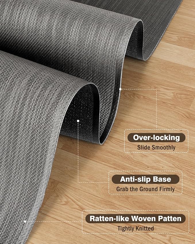 Blvornl Ultra Large Office Chair Mat for Hardwood Floor, Rolling Chair Mat for Hard Wood, Large Anti-Slip Hard Floor Protector, Heavy Duty Computer Desk Rug for Office and Home 47.2"*60" Grey