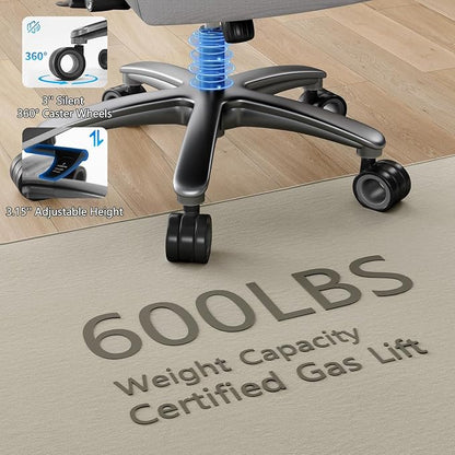 Big and Tall Office Chair with 5D Arms, Fabric & PU Leather Heavy Duty Desk Chair, Adjustable Lumbar Support & Height, Tilt Function, High Back Ergonomic Executive Computer Chair