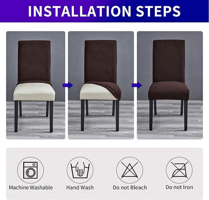 Stretch Chair Covers for Dining Room Set of 6, Removable Washable Dining Room Chair Covers, Dining Chair Slipcovers Seat Protector, Great for Home and Banquet Decor (Chocolate, 6 Pack)