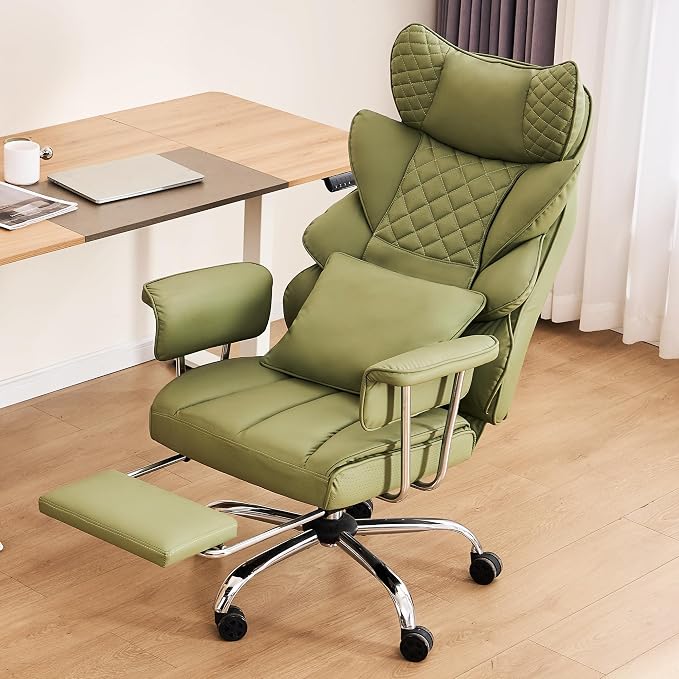 DYHOME 500 lbs Reclining Massage Office Chair with Foot Rest, Kneading Massage Home Office Chairs, High Back Office Desk Chair, Thicker Cushion, Big and Tall Ergonomic Chair for Heavy People, Green