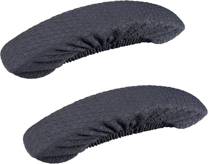 Smiry Stretch Jacquard Office Computer Chair Armrest Covers, 2PCs Removable Washable Anti-dust Desk Chair Arm Pad Covers, Dark Grey