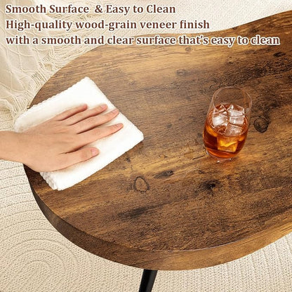 Coffee Tables for Living Room Mid-Century Small Coffee Table Wood Framed Cloud Shaped Center Table Easy Assembly Portable Furniture for Bedroom Apartment Reception Room Retro Brown