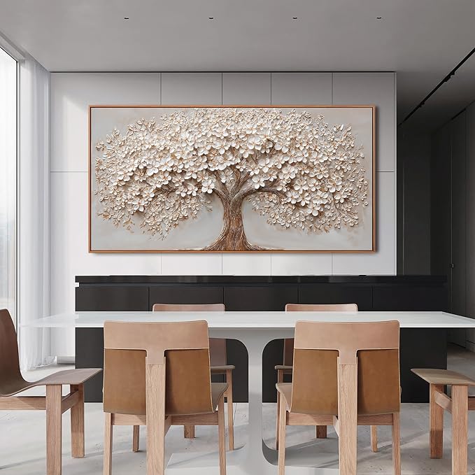 Canvas Wall Art Decor Prints Oversized Wall Art Pictures for Living Room Tree of Life Wall Art Decor Canvas Art Wall Decor Modern Large White Wall Art Prints Framed Artwork for Walls Bedroom Office Decor 29" X 58"