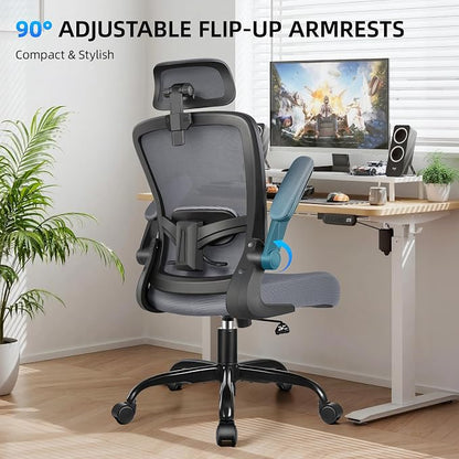 FelixKing Office Chair, Desk Chair with Adjustable Lumbar Support, Ergonomic Computer Chair with High Back and Armrest, Adjustable Height Gaming Chair Home Office Swivel Chair(Dark Gray)