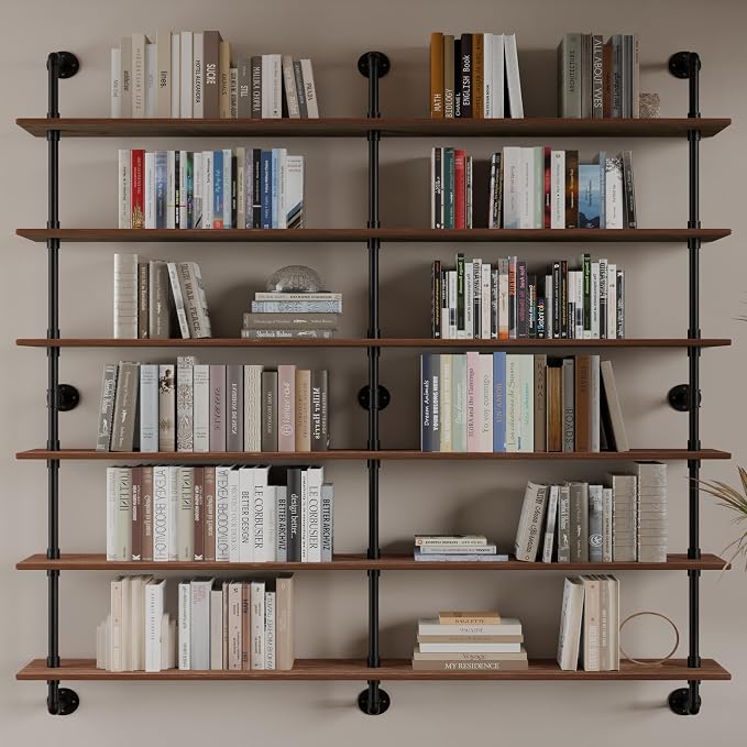 HDDFER Floating Shelves for Wall Living Room Shelves Bookshelf Industrial Pipe Shelving Shelf Real Wood Planks 60 inch Rustic Wall Shelves Hanging Bookshelves Farmhouse Kitchen Bar Shelving