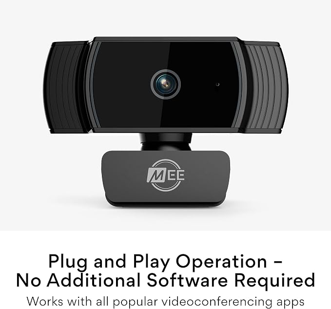 MEE Audio C6A 1080p HD Webcam with Microphone, Autofocus, Low Light Correction, 360° Rotation; USB Streaming Web Camera for Video Calling via Zoom/Hangouts/Skype on Computer PC Mac Laptop Desktop