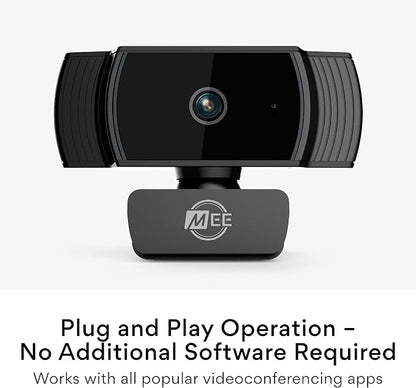 MEE Audio C6A 1080p HD Webcam with Microphone, Autofocus, Low Light Correction, 360° Rotation; USB Streaming Web Camera for Video Calling via Zoom/Hangouts/Skype on Computer PC Mac Laptop Desktop