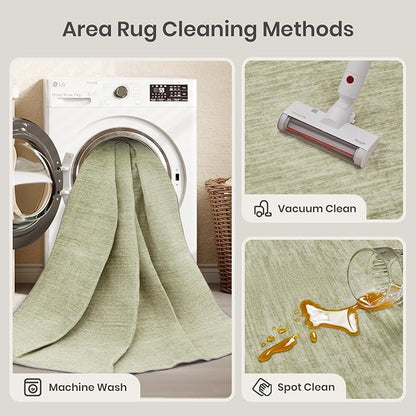 Valenrug Washable Rug 6x9 - Stain Resistant 6x9 Area Rugs for Living Room, Non Slip Backing Printed Rugs for Bedroom, Folable Machine Washable Area Rug (6'x9', Green)