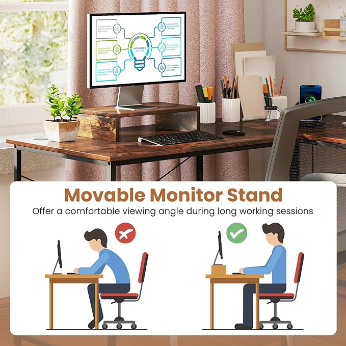 Tangkula L-Shaped Computer Desk with Power Outlets, 95” Long 2-Person Desk with Monitor Shelf, Modern Corner Desk Gaming Table with USB Ports for Home Office