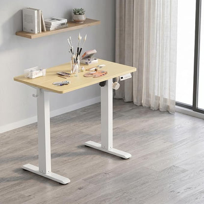 Claiks Electric Standing Desk 35 x 20 Inches, Compact Adjustable Height Motorized Sit Stand Desk with 3 Memory Presets & Cable Management, Space-Saving Computer Workstation for Bedroom, Nature