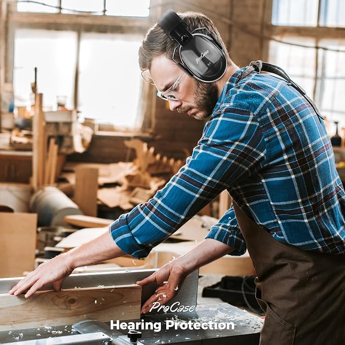 ProCase NRR 32dB Noise Reduction Ear Muffs for Adults & Kids, Hearing Protection for Shooting, Gun Range, Mowing, Construction & Autism Sensory Support, Foldable Safety Earmuffs –Red