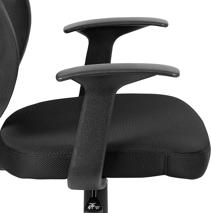 Flash Furniture Flash Fundamentals Mid-Back Black Mesh Swivel Ergonomic Task Office Chair with Arms