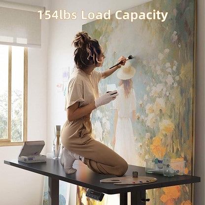 YIHAYO Low Height Adjustable Desk, Lifts 18.1-28.3 Inches, Electric Standing Desk for Short People, 60 x 24 Inches Computer Table with Splice Board for Home Office, Black