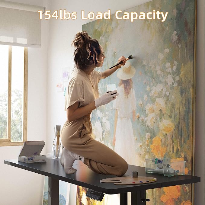 YIHAYO Low Height Adjustable Desk, Lifts 18.1-28.3 Inches, Electric Standing Desk for Short People, 48 x 24 Inches Computer Table with Splice Board for Home Office, Black