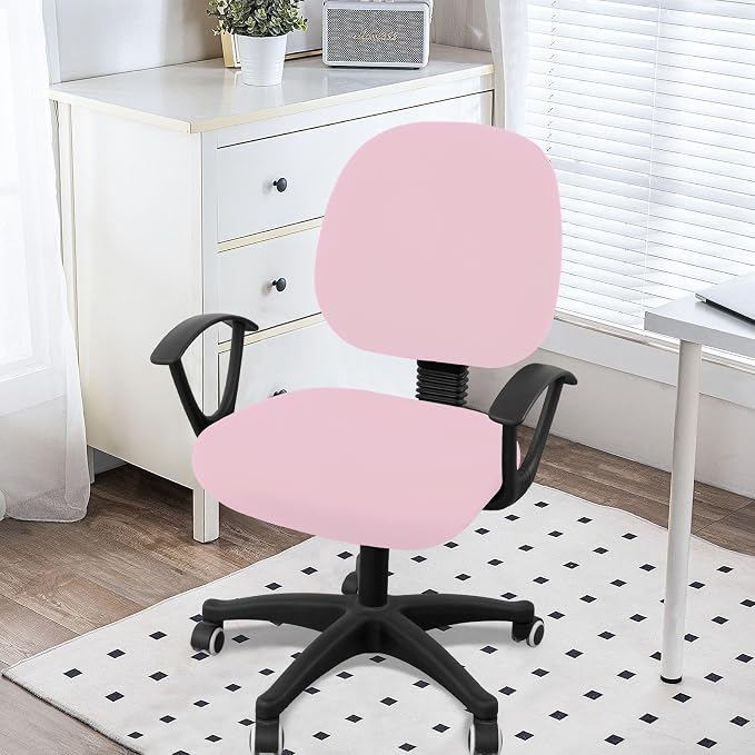 Smiry Stretch Printed Office Computer Chair Covers, Universal Washable Removable Desk Rotating Chair Slipcovers Protector, Seat + Backrest Cover - Pink
