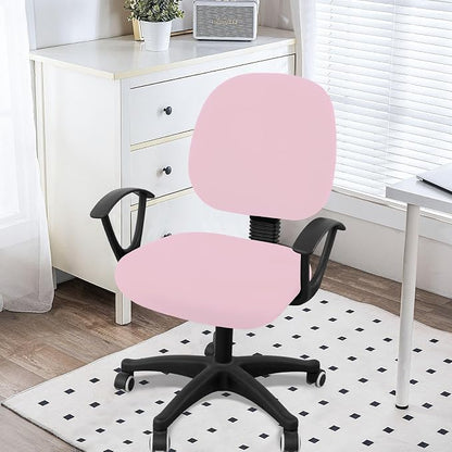 Smiry Stretch Printed Office Computer Chair Covers, Universal Washable Removable Desk Rotating Chair Slipcovers Protector, Seat + Backrest Cover - Pink