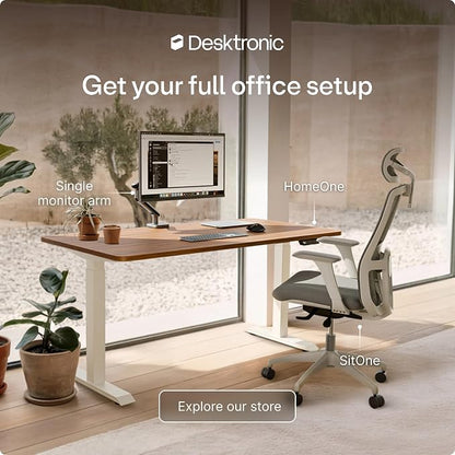 Desktronic HomeOne Standing Desk 48x24 — Ergonomic Sit Stand Home Office Desk, Made in Europe, Electric Dual Motor Height Adjustable, USB & USB-C Charging, Wobble-Free, Touchscreen, 3 Memory Presets