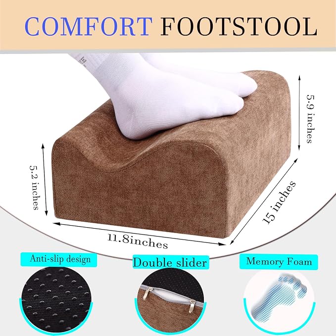 Work Foot Rest Under Desk,Comfort Foot Rest for Couch | Foot Rest For Under Desk at Work,At Soft Ergonomic Footrest,Support Foot Pillow,Heel Chair,Leg Elevation Pillow Brown