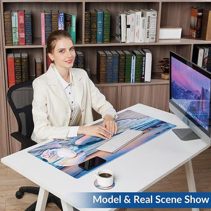 Desk Mat Set + Keyboard and Mouse Pad with Wrist Rest Support,4-in-1 Large Mousepad Computer Mats for Desktop Home & Office-Marble 2